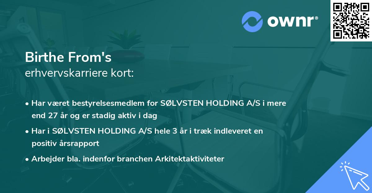 Birthe From's erhvervskarriere kort