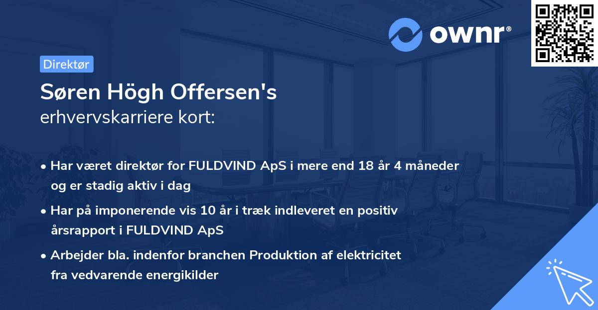 Søren Högh Offersen's erhvervskarriere kort