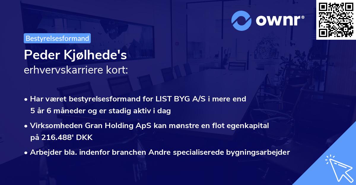 Peder Kjølhede's erhvervskarriere kort