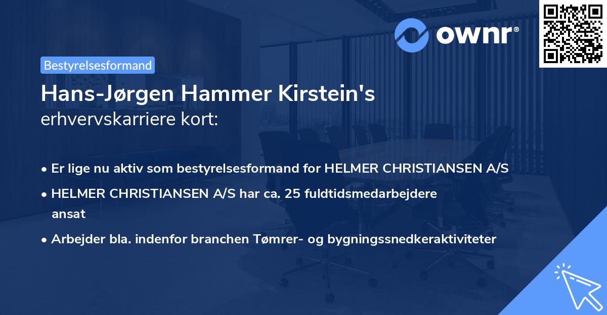 Hans-Jørgen Hammer Kirstein's erhvervskarriere kort