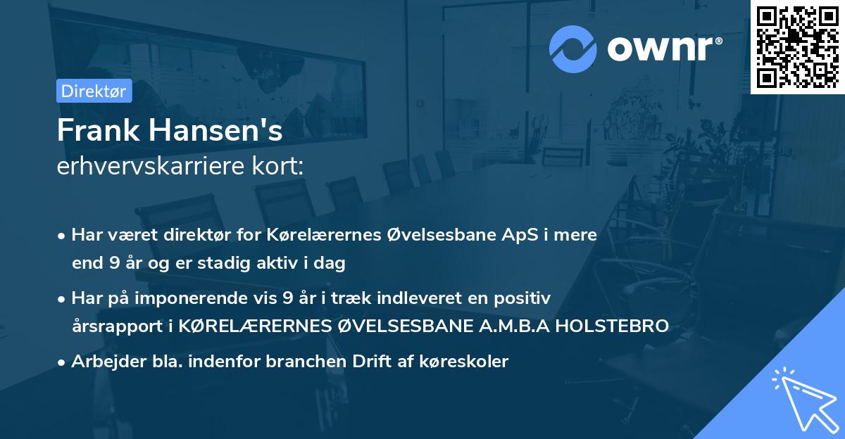 Frank Hansen's erhvervskarriere kort