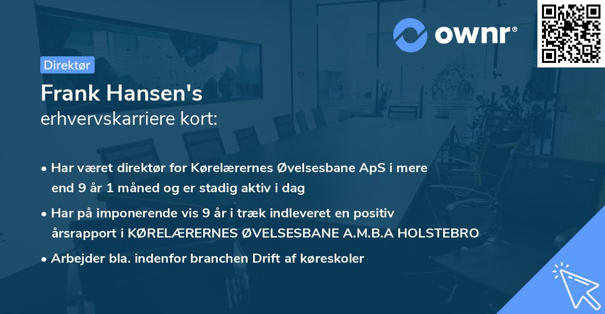 Frank Hansen's erhvervskarriere kort