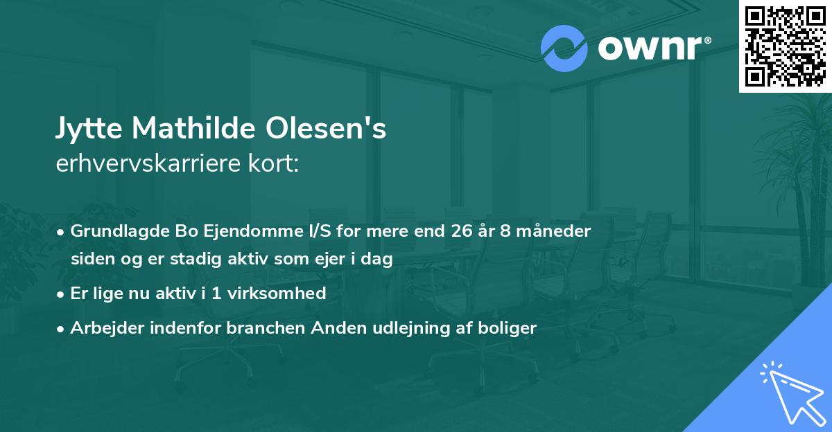 Jytte Mathilde Olesen's erhvervskarriere kort