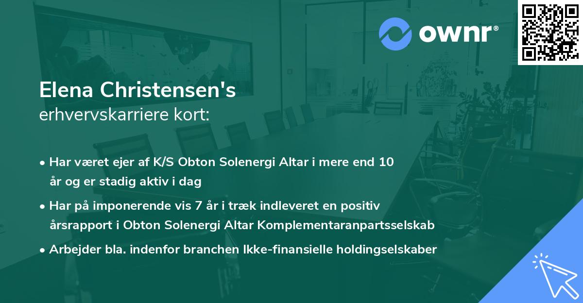 Elena Christensen's erhvervskarriere kort