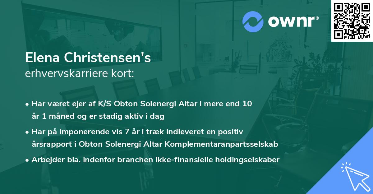 Elena Christensen's erhvervskarriere kort
