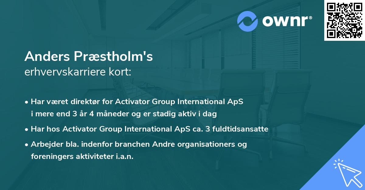 Anders Præstholm's erhvervskarriere kort