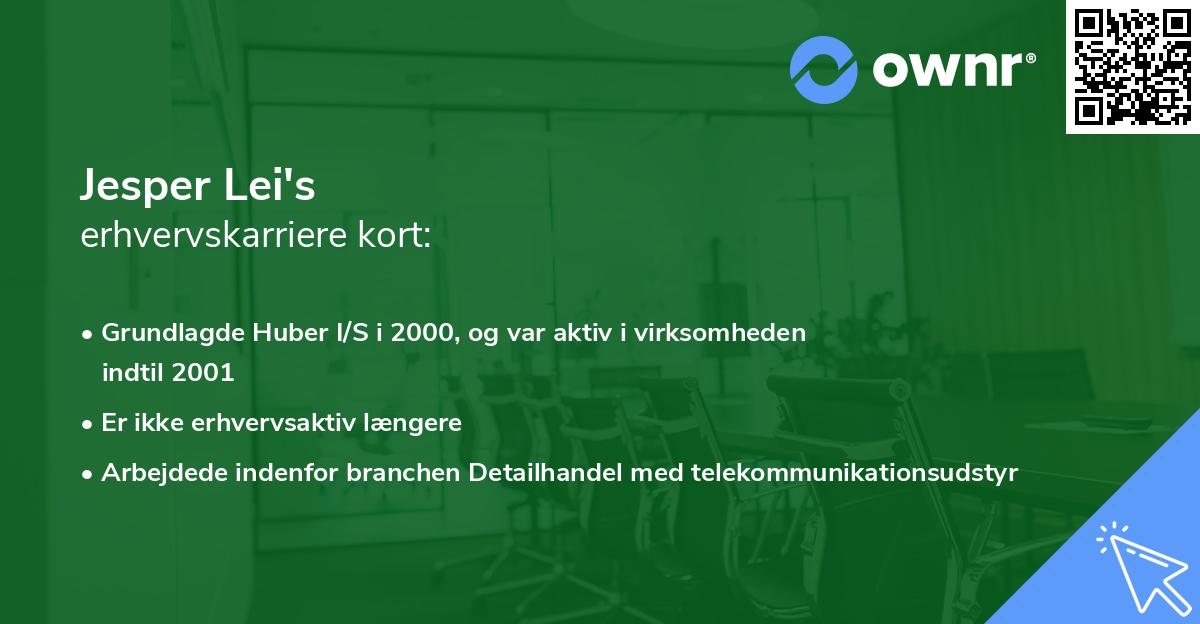 Jesper Lei's erhvervskarriere kort