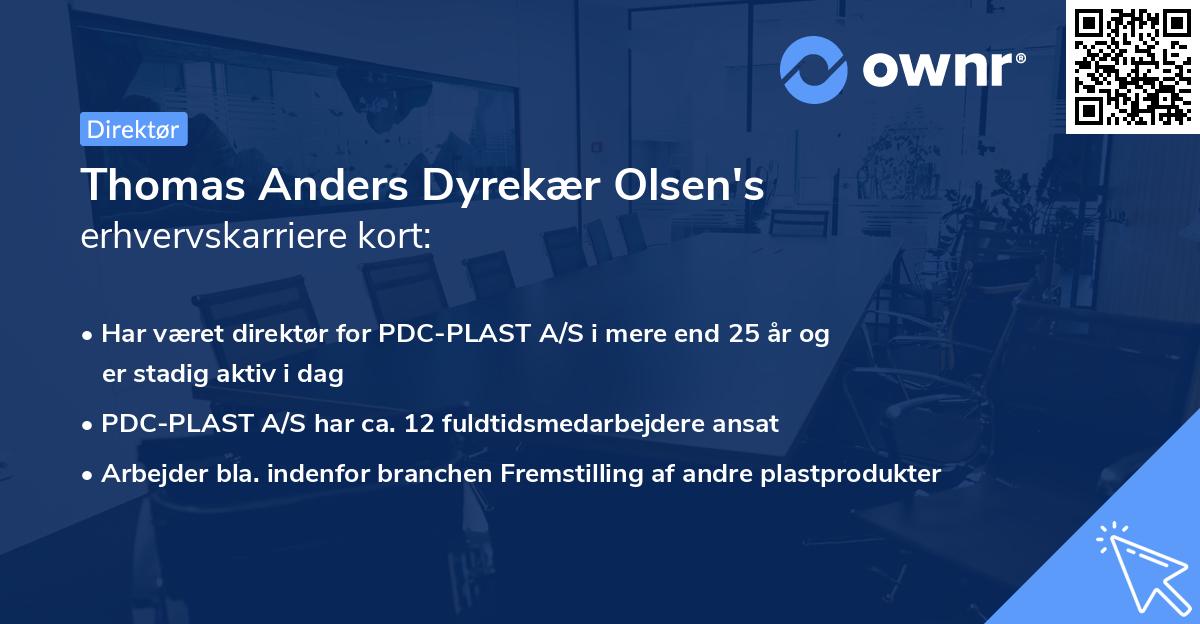 Thomas Anders Dyrekær Olsen's erhvervskarriere kort