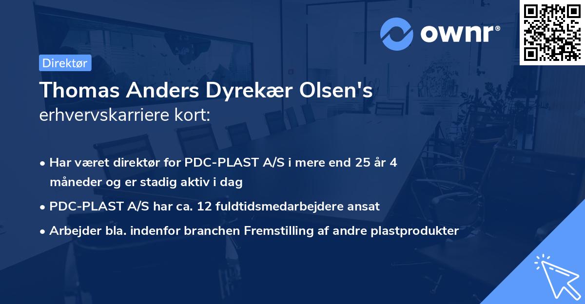 Thomas Anders Dyrekær Olsen's erhvervskarriere kort