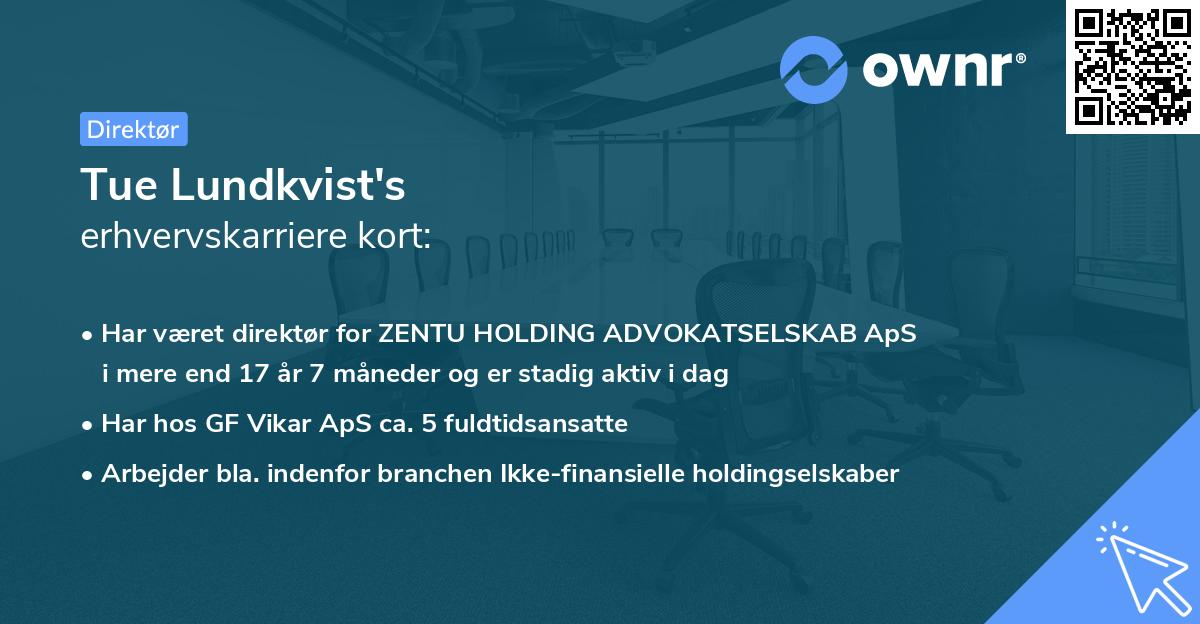 Tue Lundkvist's erhvervskarriere kort