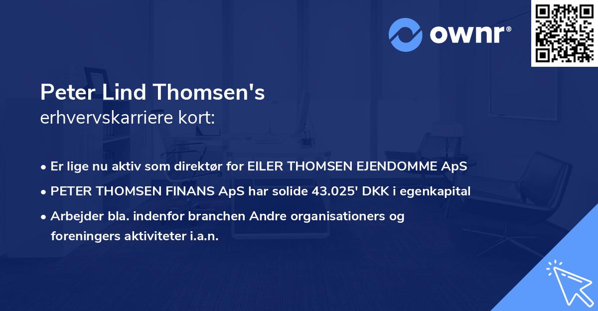 Peter Lind Thomsen's erhvervskarriere kort