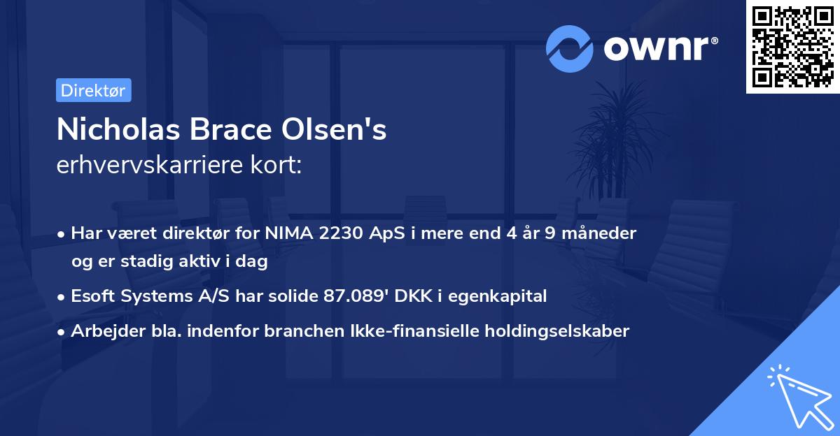 Nicholas Brace Olsen's erhvervskarriere kort