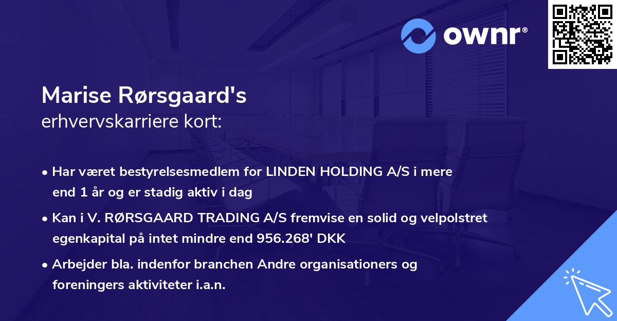 Marise Rørsgaard's erhvervskarriere kort