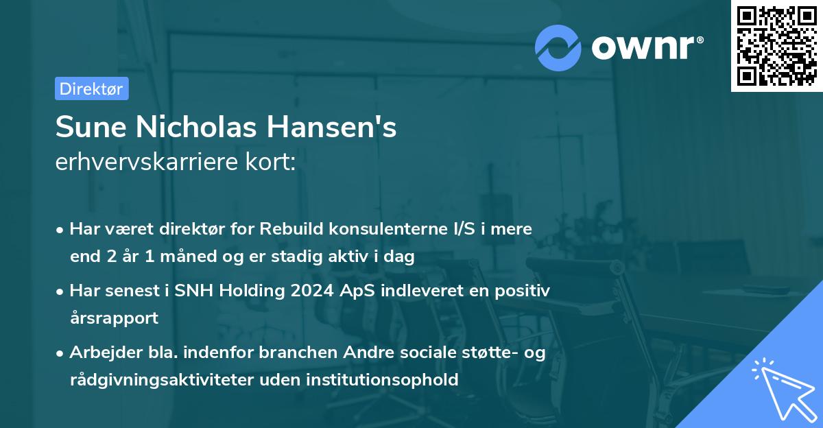 Sune Nicholas Hansen's erhvervskarriere kort