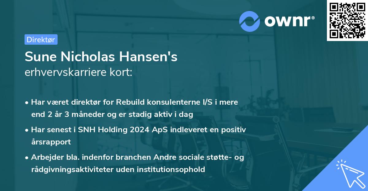 Sune Nicholas Hansen's erhvervskarriere kort