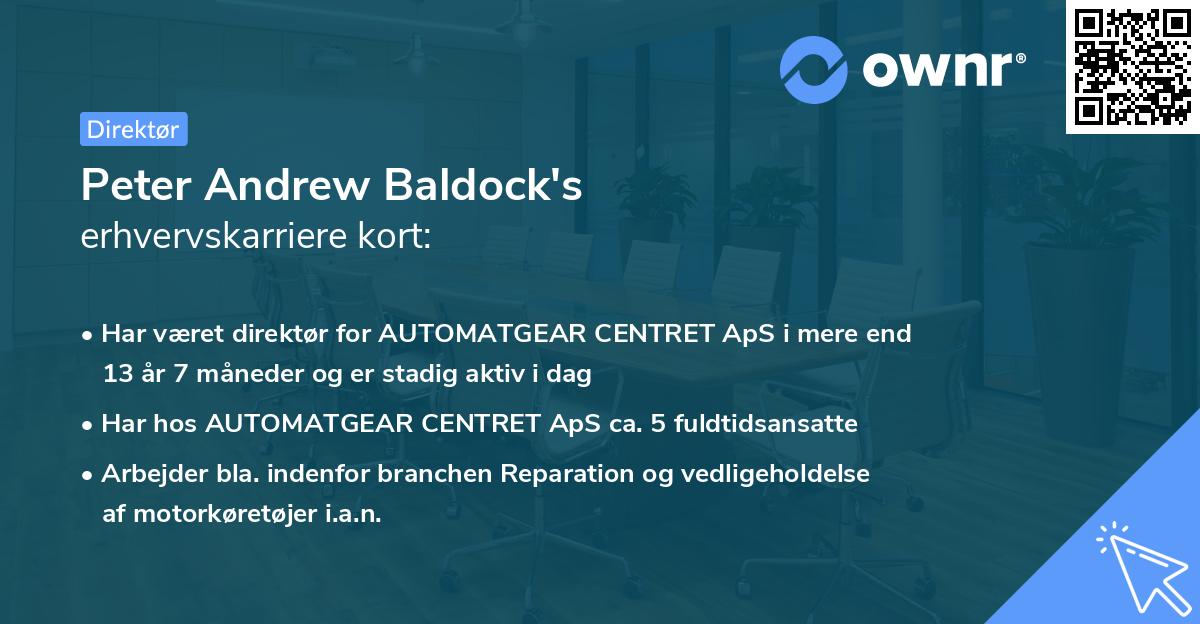 Peter Andrew Baldock's erhvervskarriere kort