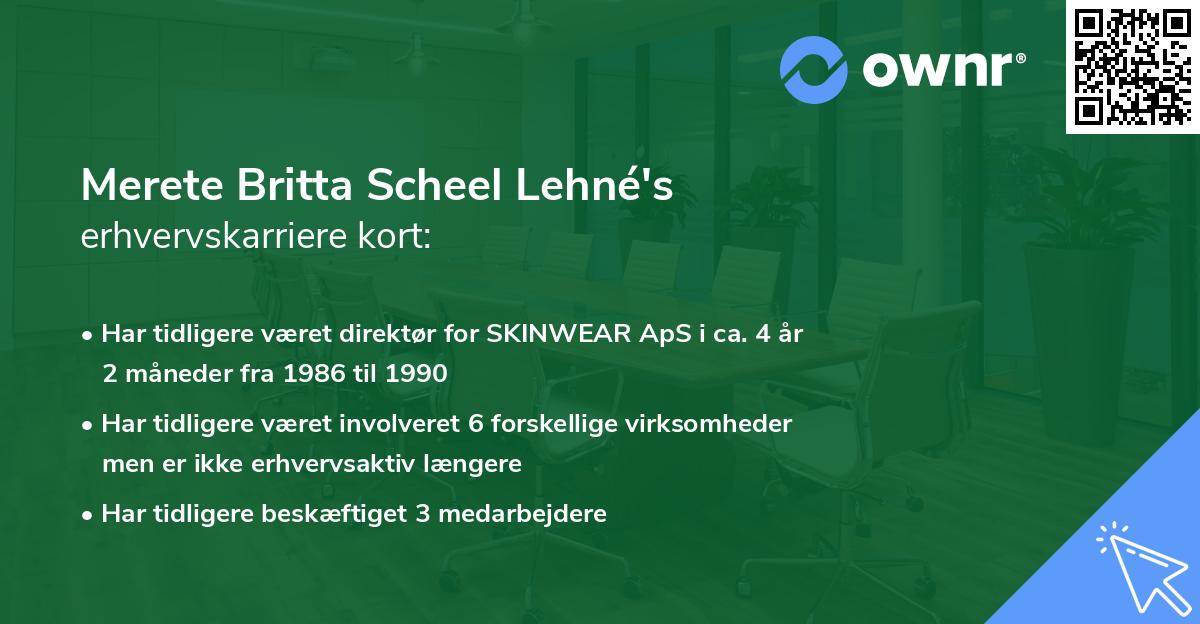 Merete Britta Scheel Lehné's erhvervskarriere kort