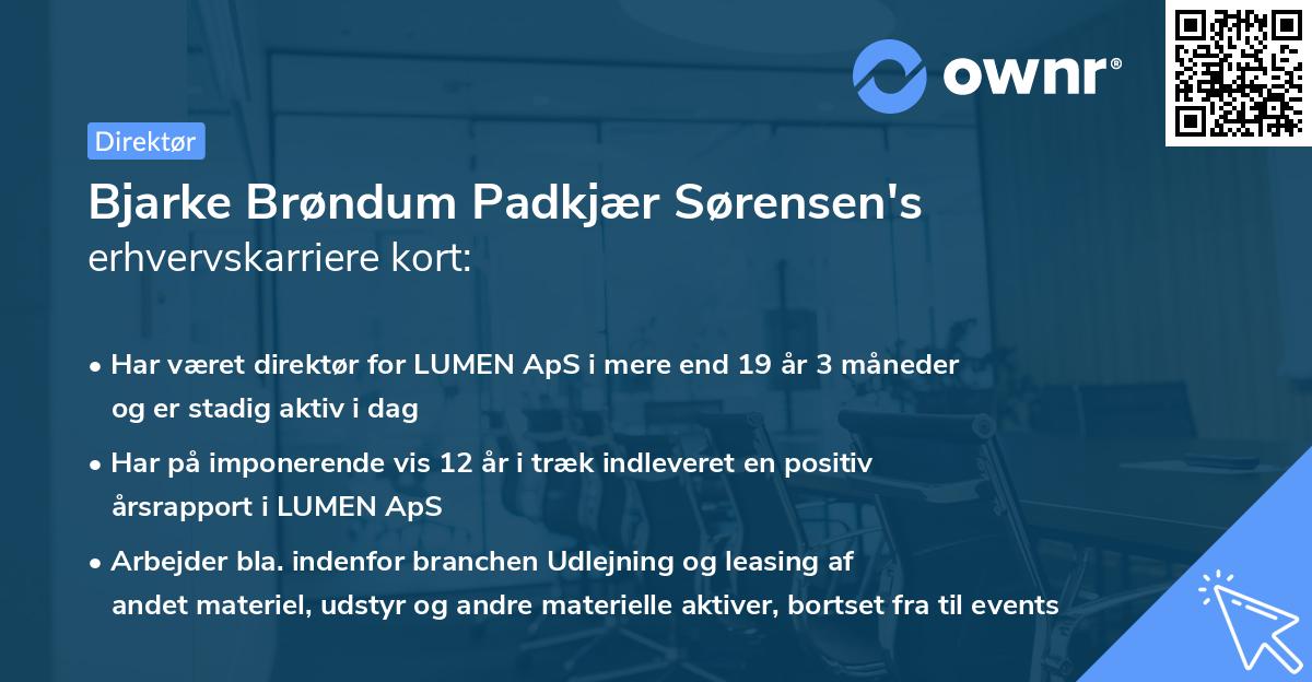 Bjarke Brøndum Padkjær Sørensen's erhvervskarriere kort