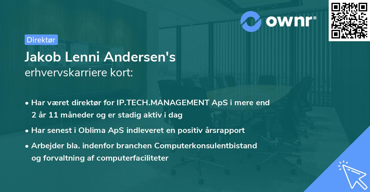 Jakob Lenni Andersen's erhvervskarriere kort