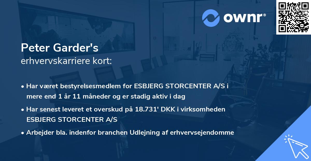 Peter Garder's erhvervskarriere kort