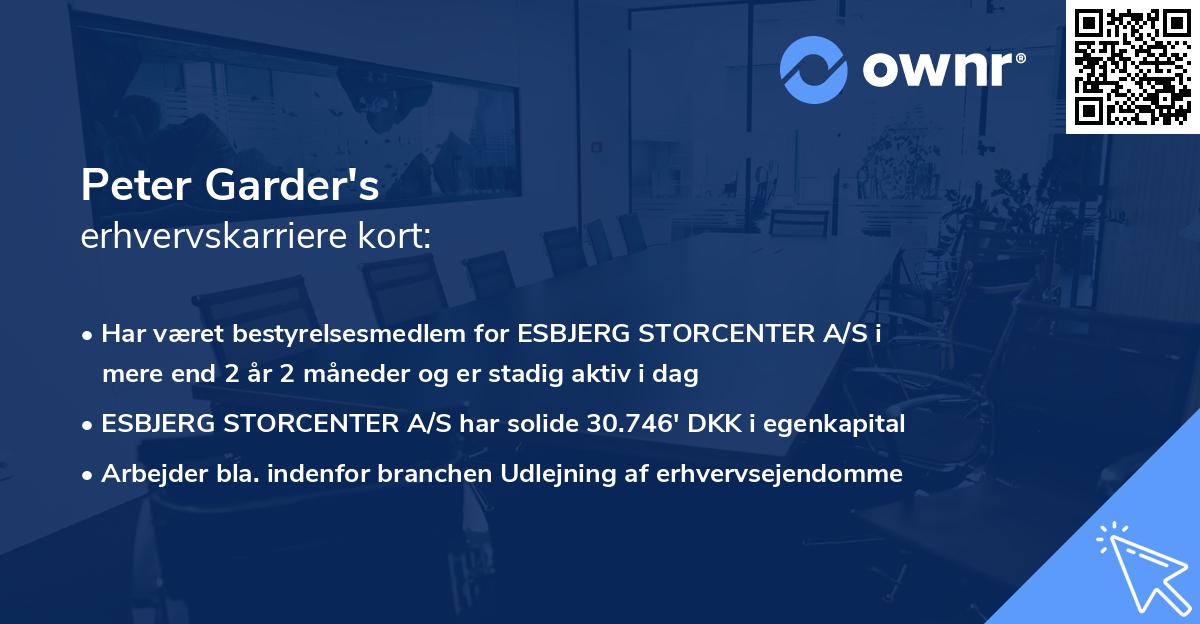 Peter Garder's erhvervskarriere kort