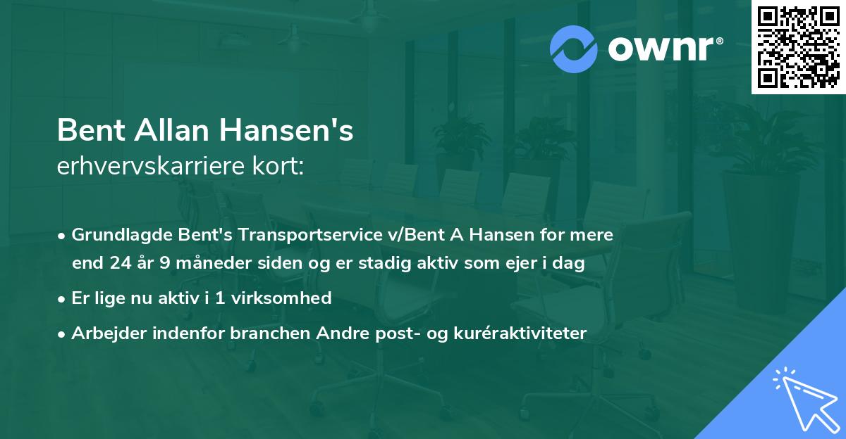 Bent Allan Hansen's erhvervskarriere kort
