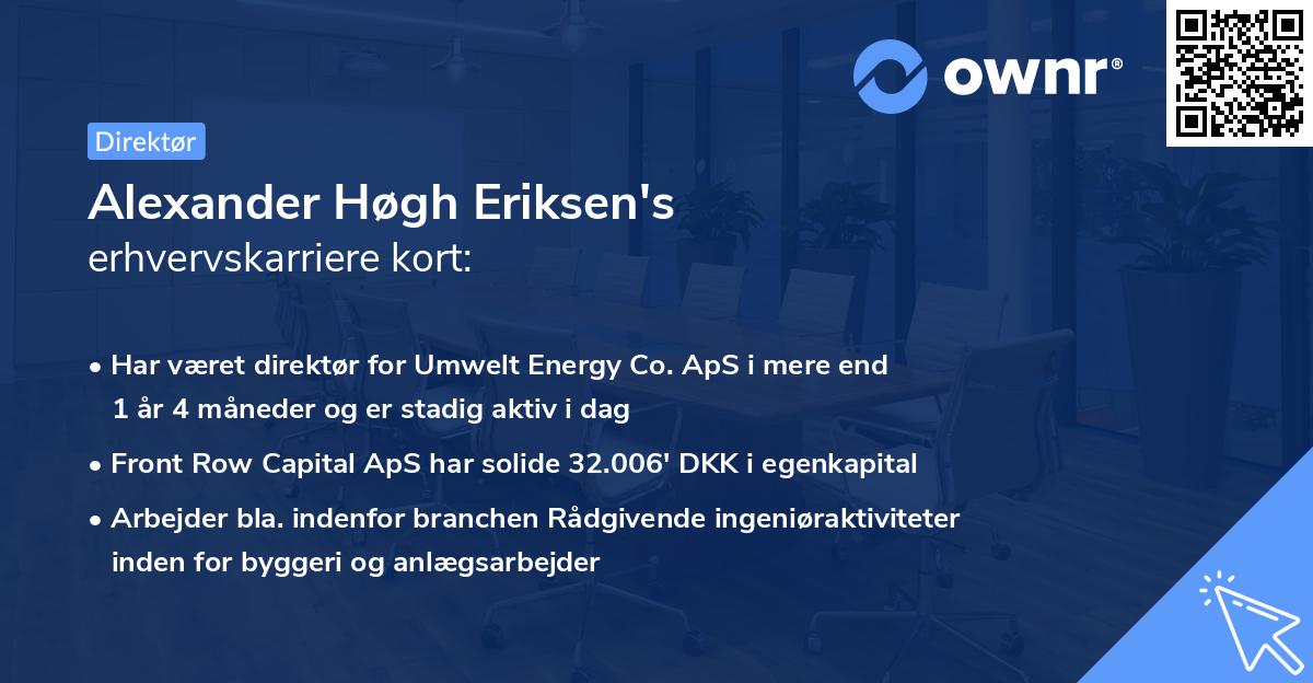 Alexander Høgh Eriksen's erhvervskarriere kort