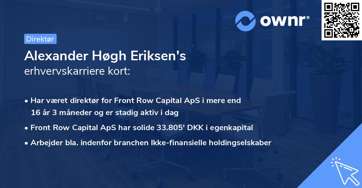 Alexander Høgh Eriksen's erhvervskarriere kort