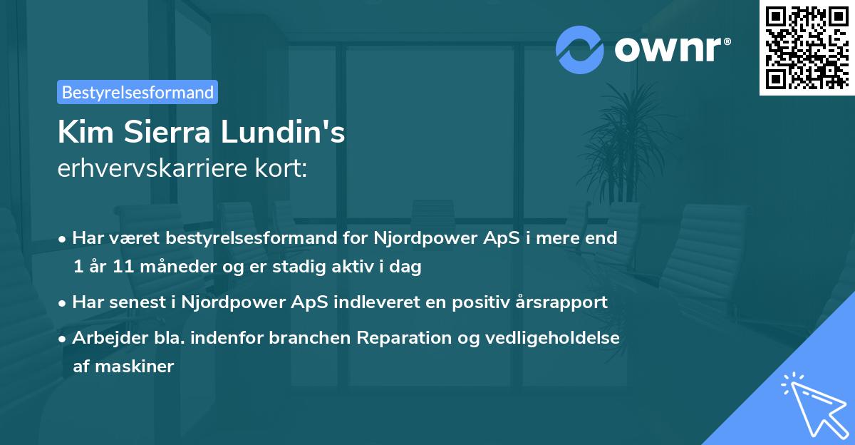 Kim Sierra Lundin's erhvervskarriere kort