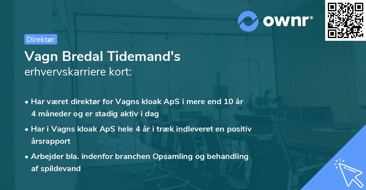 Vagn Bredal Tidemand's erhvervskarriere kort