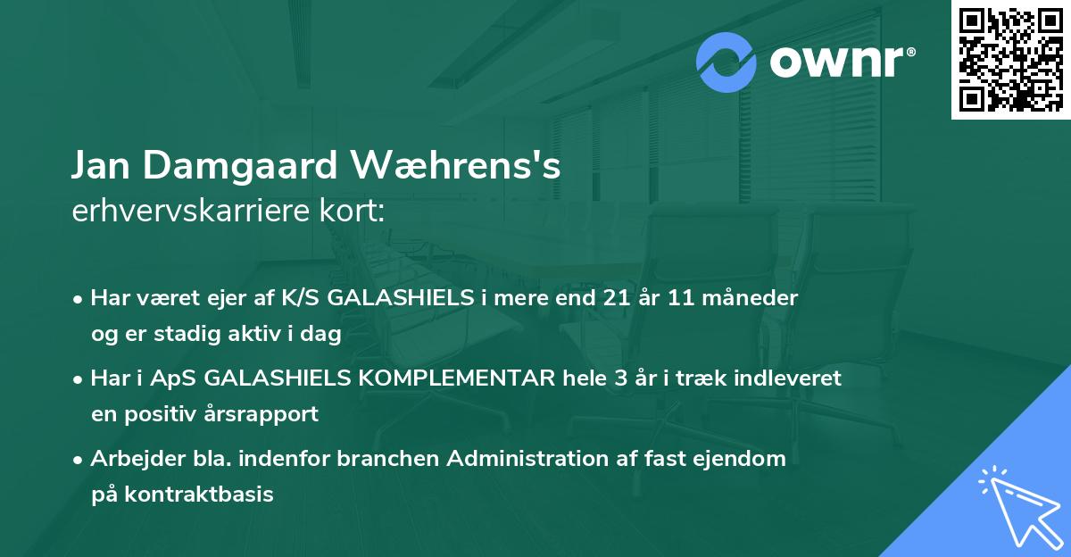 Jan Damgaard Wæhrens's erhvervskarriere kort
