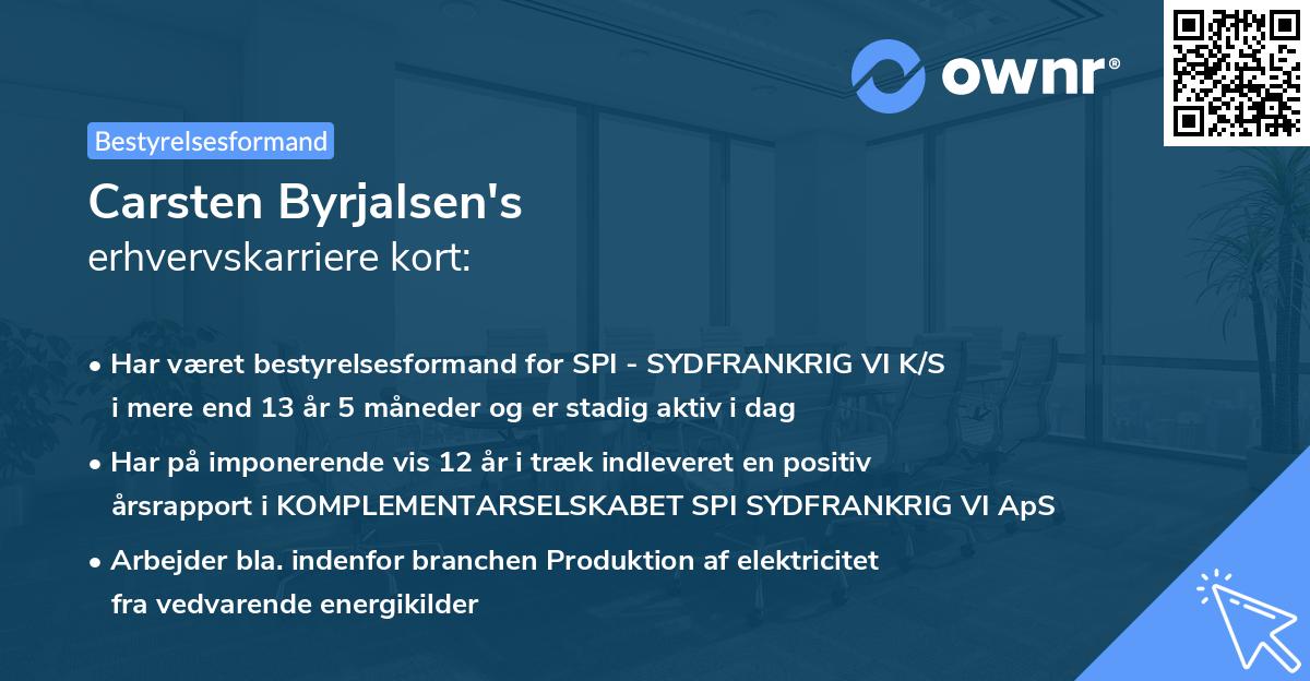 Carsten Byrjalsen's erhvervskarriere kort