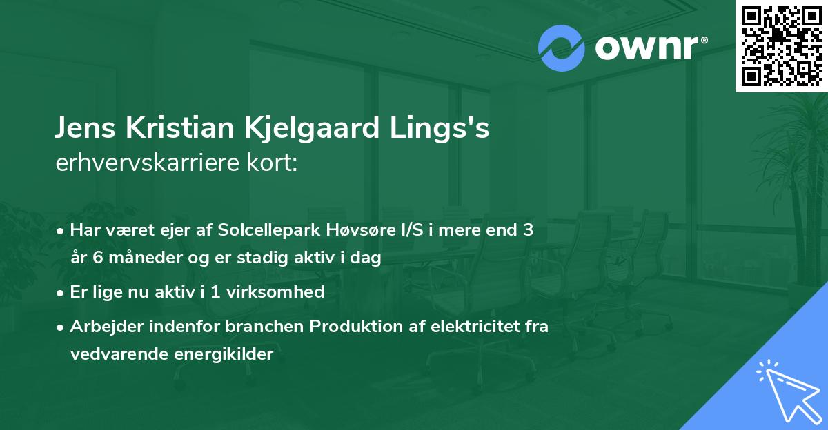 Jens Kristian Kjelgaard Lings's erhvervskarriere kort