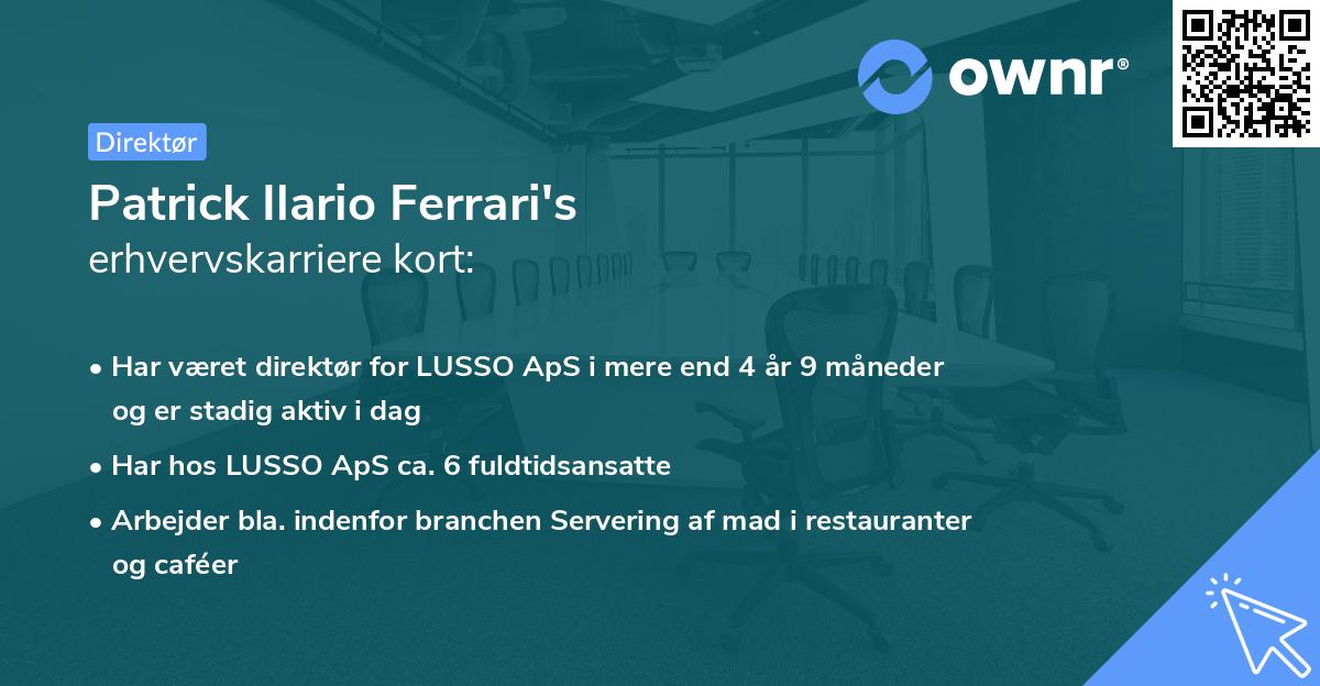 Patrick Ilario Ferrari's erhvervskarriere kort