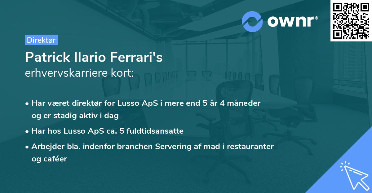 Patrick Ilario Ferrari's erhvervskarriere kort