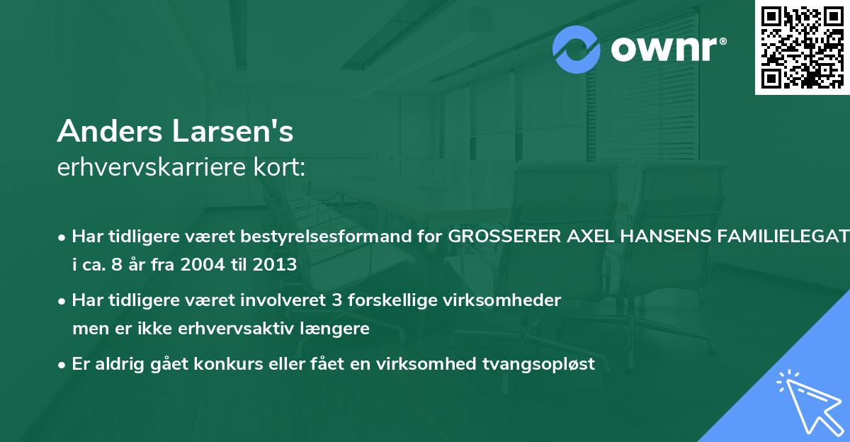 Anders Larsen's erhvervskarriere kort