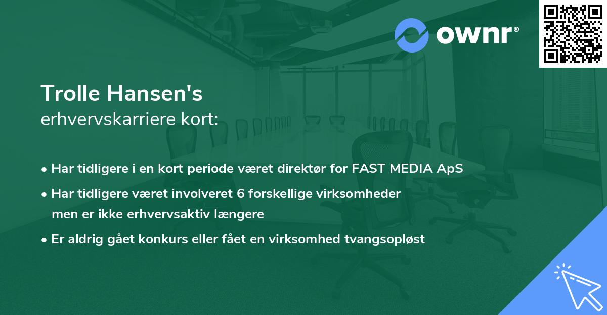Trolle Hansen's erhvervskarriere kort