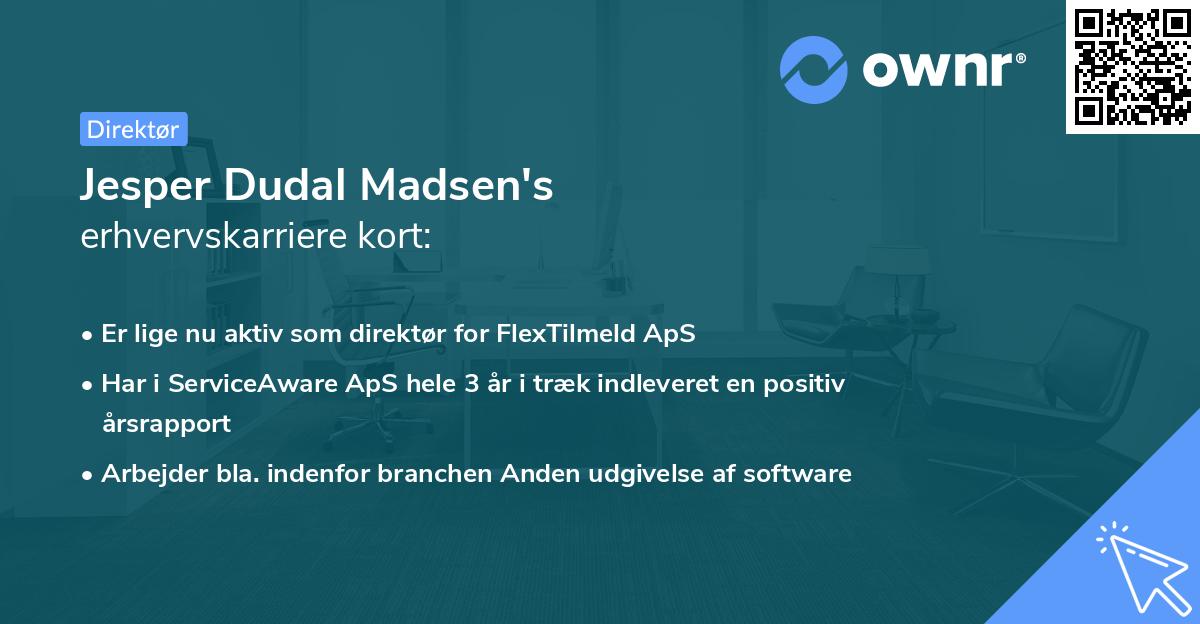 Jesper Dudal Madsen's erhvervskarriere kort