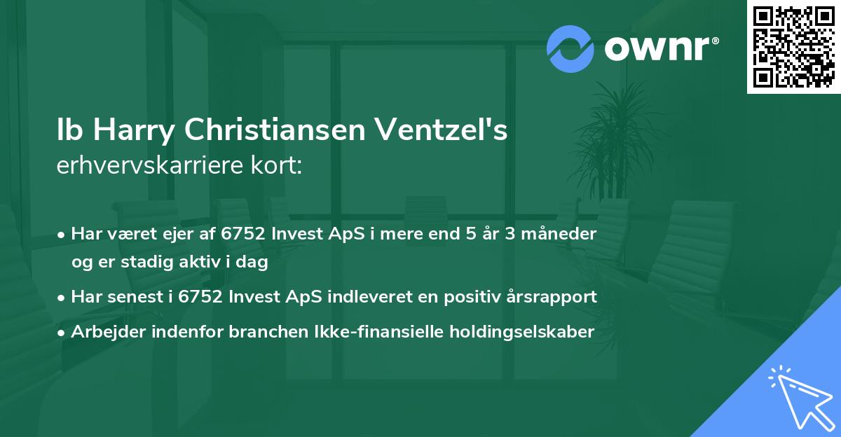 Ib Harry Christiansen Ventzel's erhvervskarriere kort