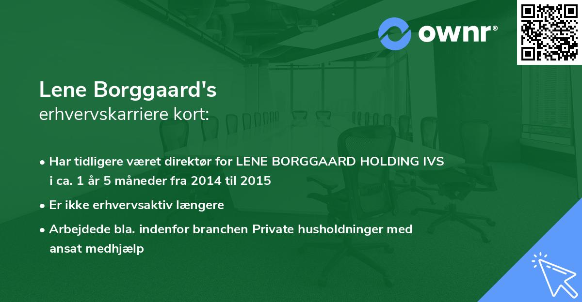 Lene Borggaard's erhvervskarriere kort