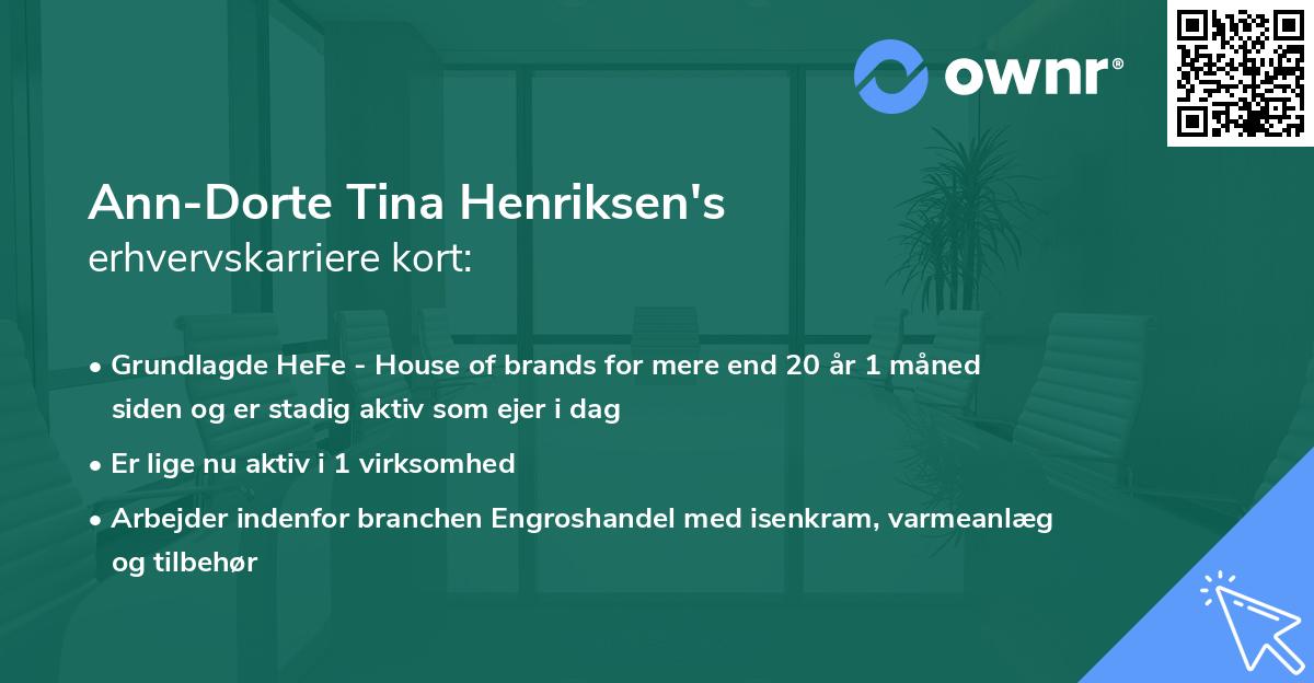 Ann-Dorte Tina Henriksen's erhvervskarriere kort