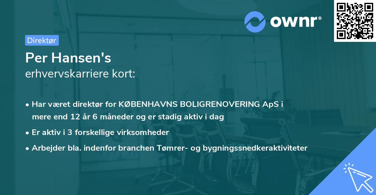 Per Hansen's erhvervskarriere kort