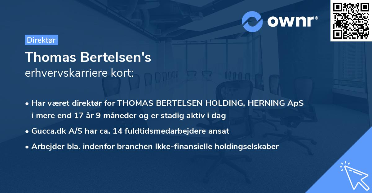 Thomas Bertelsen's erhvervskarriere kort