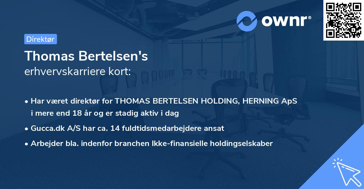 Thomas Bertelsen's erhvervskarriere kort