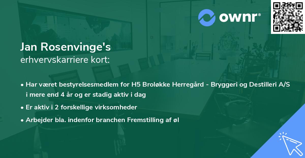 Jan Rosenvinge's erhvervskarriere kort