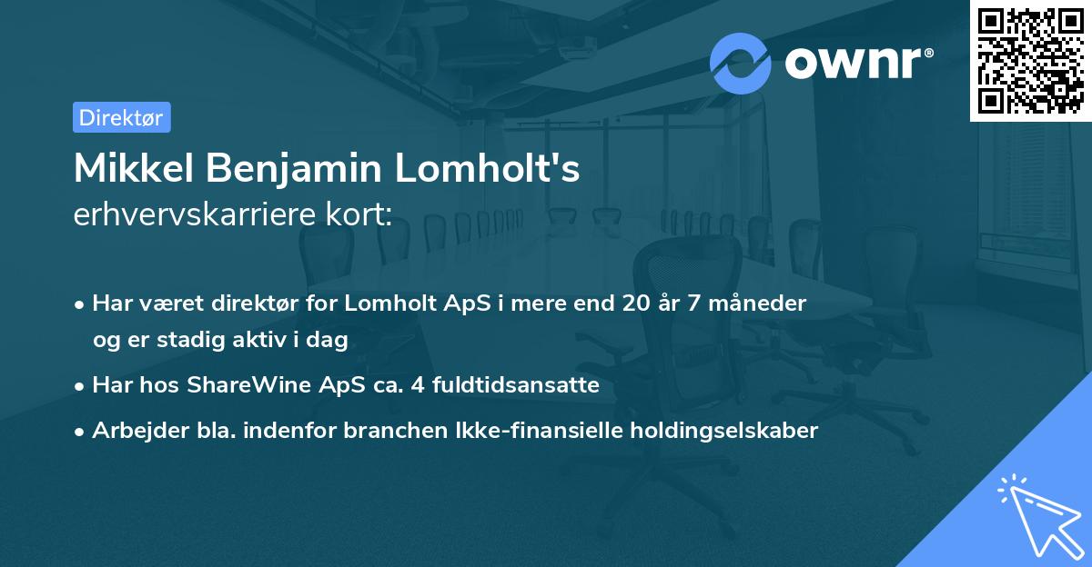 Mikkel Benjamin Lomholt's erhvervskarriere kort