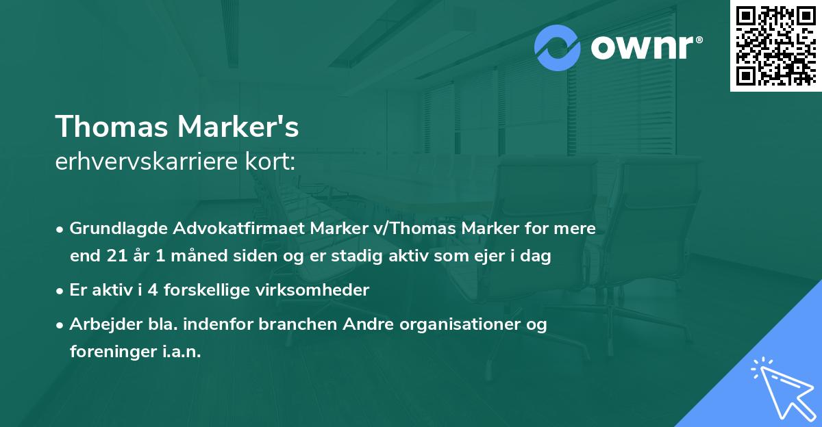 Thomas Marker's erhvervskarriere kort