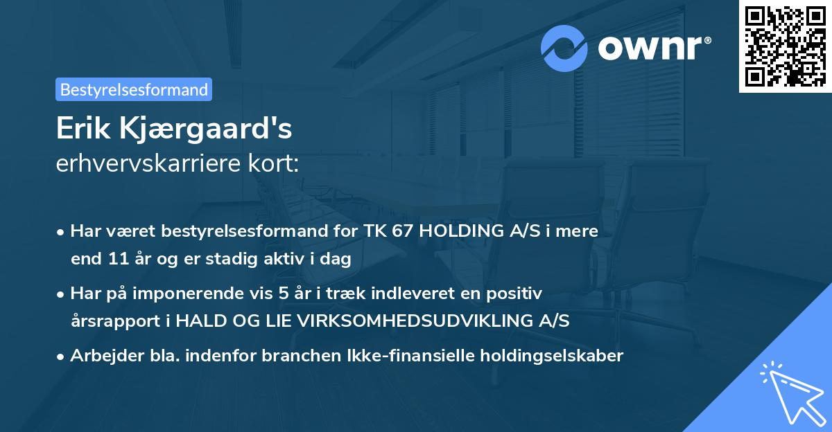 Erik Kjærgaard's erhvervskarriere kort