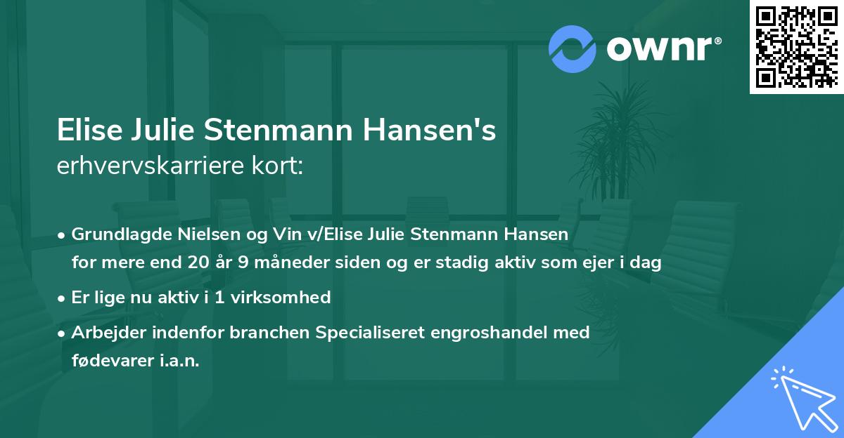 Elise Julie Stenmann Hansen's erhvervskarriere kort