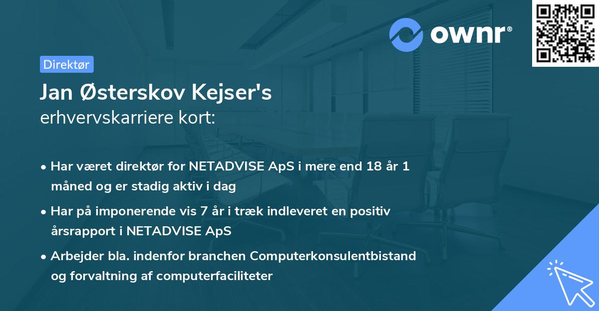 Jan Østerskov Kejser's erhvervskarriere kort